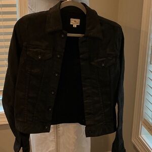 AG Black Coated Denim Trucker Jacket